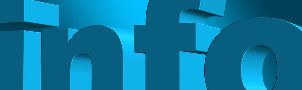 large letters reading info on blue background